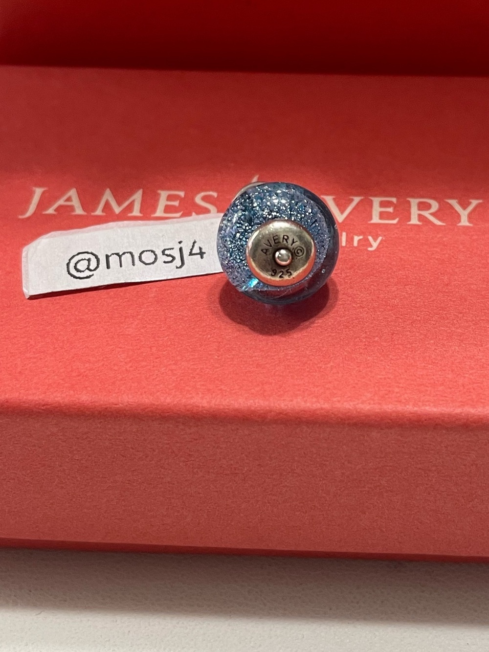 Retired James Avery Anchor Blue Glass Finial Charm - Picture 3 of 3
